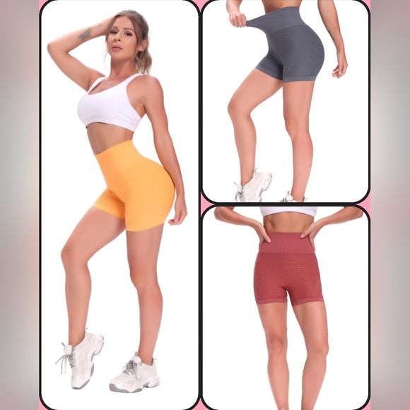 3 Pack Women's seamless High Waist Cut Shorts Athletic to Sleepwear Yoga Pants - Picture 2 of 5